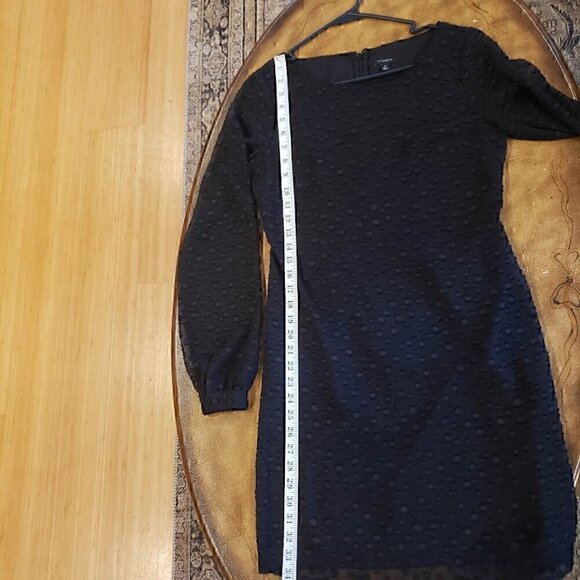 Ann Taylor Black Dot Party Shift Dress  with Sheer Sleeves Size 0 - Picture 13 of 15